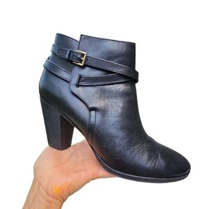 Cole Haan Hayes Black Leather Block Heel  Belt Ankle Booties Size 11